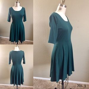 FIT & FLARE DRESS, High low hem, knit, green